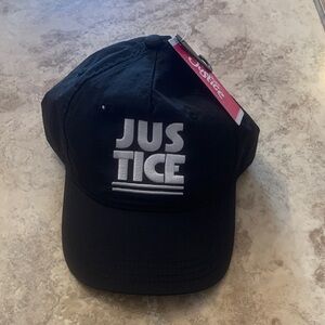 Justice Girls Black and White Logo Cap hat baseball NEW OS